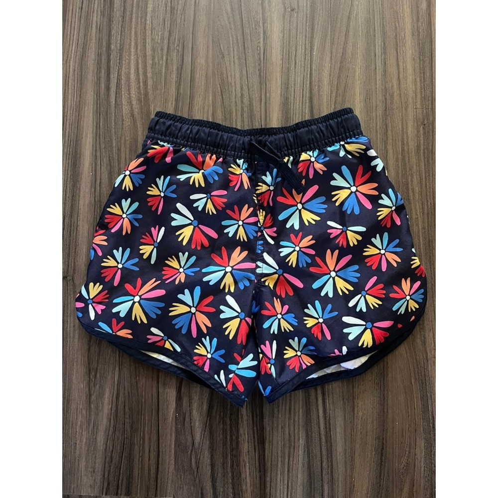 Primary Swim Board Short in Bright Blooms Swim Trunks Floral Navy size 6-7